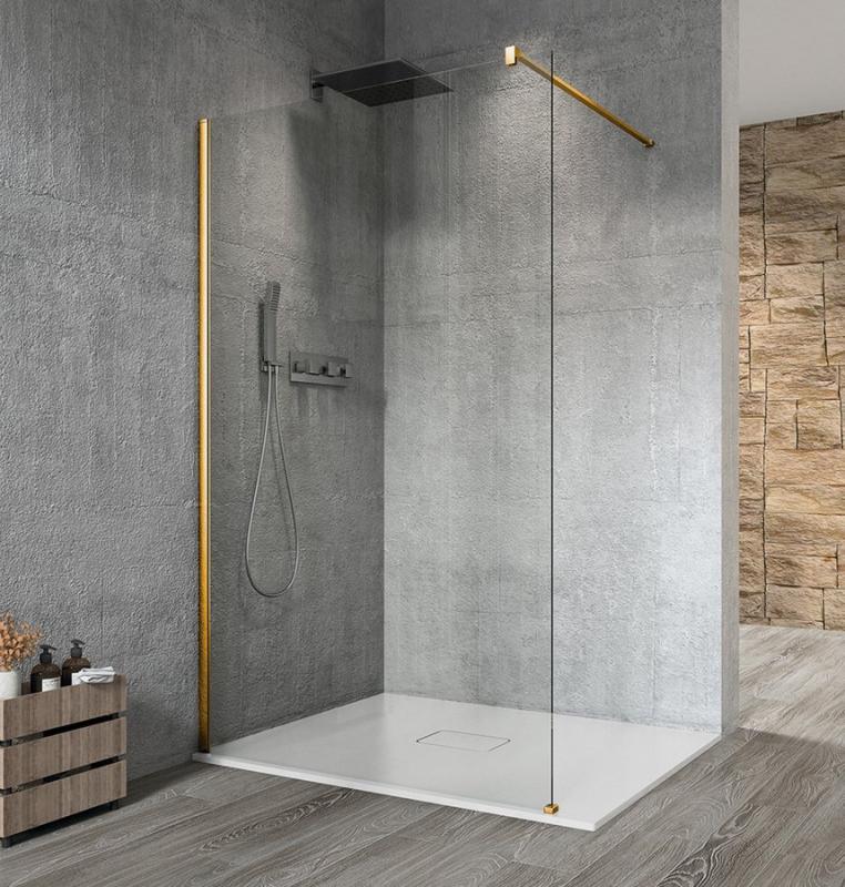VARIO GOLD jednodílná sprchová zástěna k instalaci ke stěně, čiré sklo, 700 mm (GX1270GX1016)