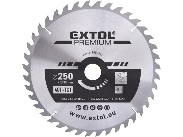 EXTOL PREMIUM 8803241 - kotouč pilový s SK plátky, O 250x3,0x30mm, 40T