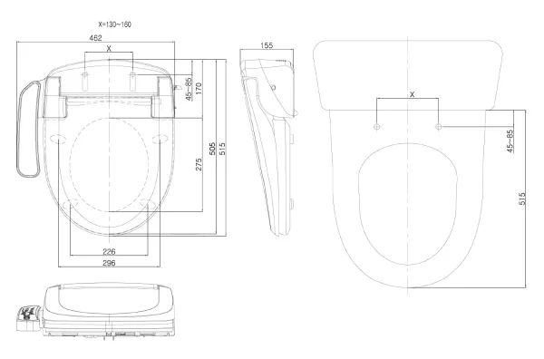 HANDICAP závěsné WC s elektronickým bidetem BLOOMING EKO PLUS NB-1160D-1
