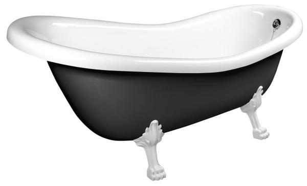 RETRO volně stojící vana 147x69,5x67,5cm, nohy bílé, černá/bílá (RAL9005)