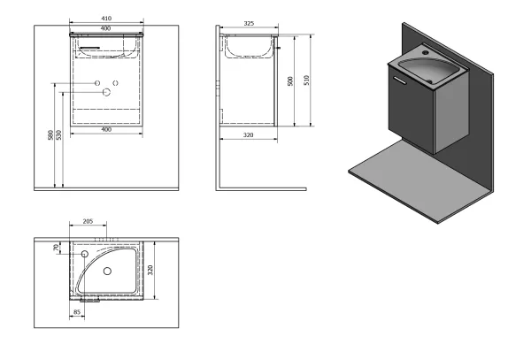 ZOJA/KERAMIA FRESH umyvadlová skříňka 40x50x32cm, dub platin (51048DP)