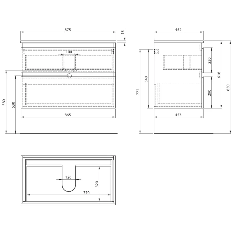 ALTAIR skříňka s deskou 87,5 cm, bílá/dub emporio