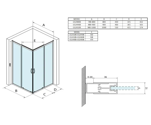 VARIO CHROME jednodílná sprchová zástěna k instalaci ke stěně, sklo nordic, 700 mm