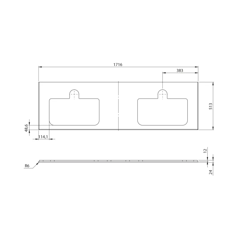 BRAHEA deska rockstone se 2 otvory 171,6x51,5cm, bílá mat 1