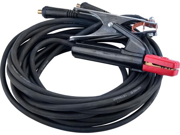 EXTOL PREMIUM 8898221 - kabely svařovací, sada 2ks, 16mm2, 5m, 10-25, kleště 200A, guma