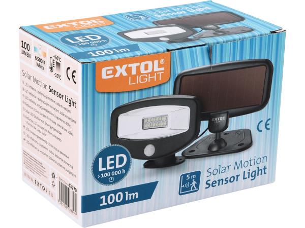 EXTOL LIGHT 43270 - reflektor LED s pohybovým čidlem, 100lm, solární nabíjení