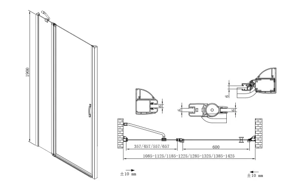 ONE sprchové dveře do niky 1400 mm, čiré sklo (GO4414D)