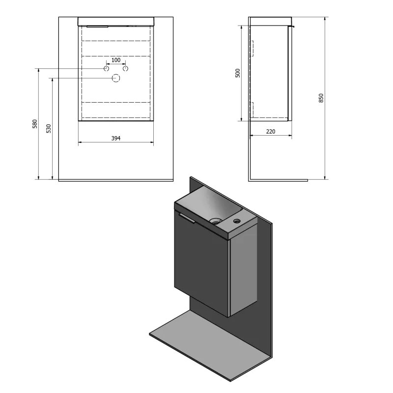 LATUS X umyvadlová skříňka 39,4x50x22cm, jilm bardini (LT110-1313)