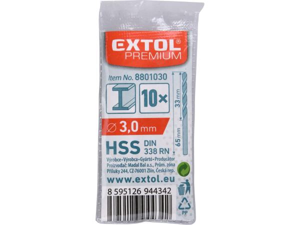 EXTOL PREMIUM 8801030 - vrták do kovu HSS, bal 10ks, O 3,0mm