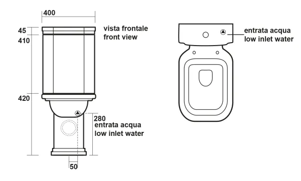 WALDORF WC kombi mísa 40x42x68cm, spodní/zadní odpad (411701)