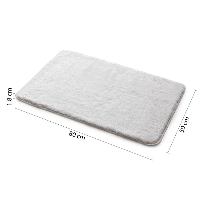 FUZZY koupelnová předložka, 50x80 cm, 100% polyester, protiskluz, bílá