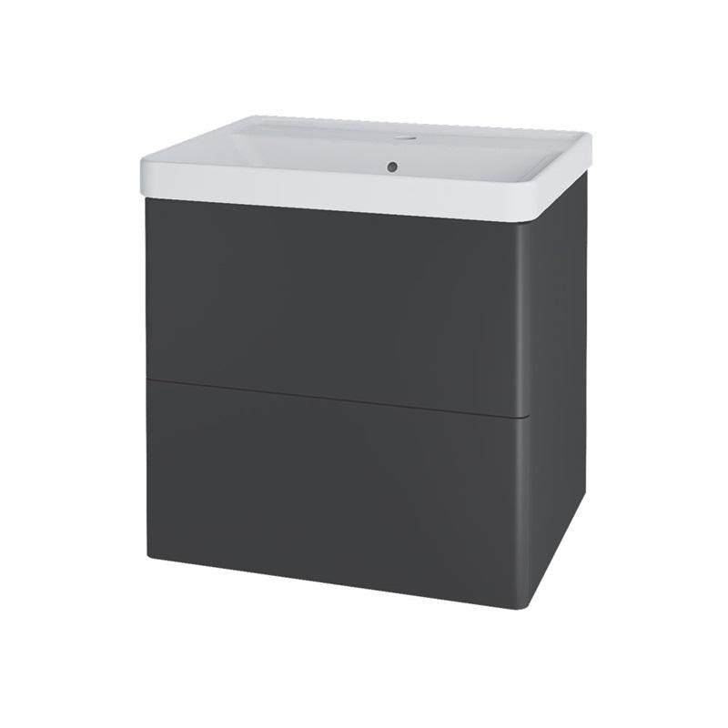 Siena, koupelnová skříňka s keramickym umyvadlem 61 cm, bílá, antracit, černá