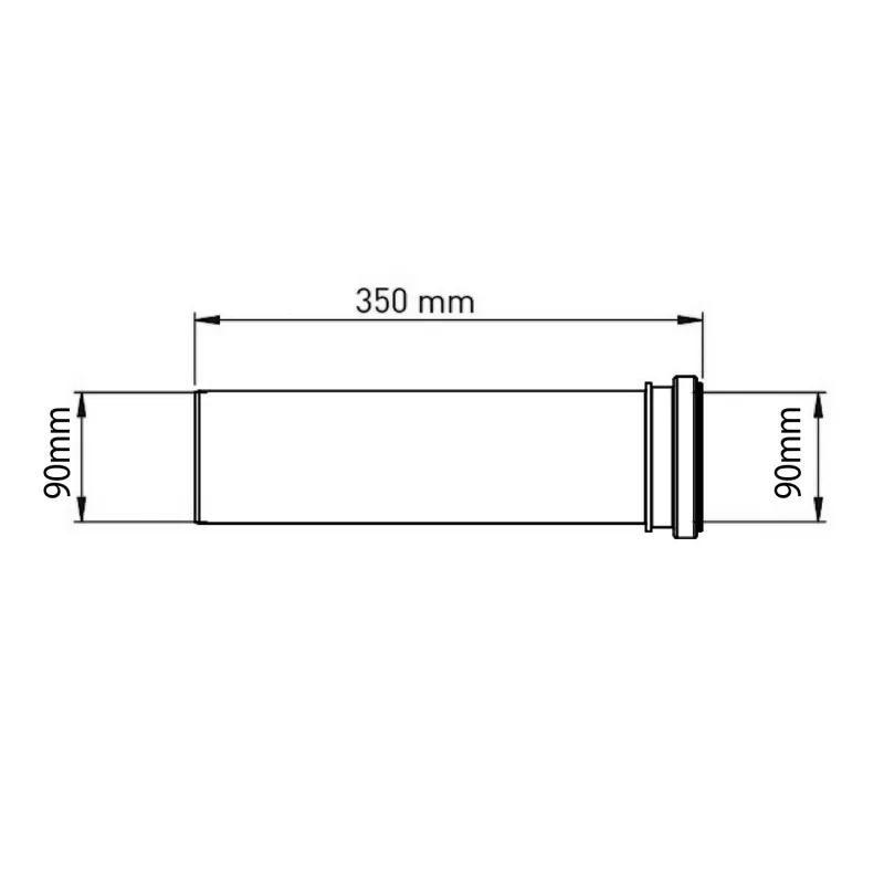 Prodlužovací kus pro závěsné WC, prům. potrubí 90 mm, délka 350 mm (159.329.0)