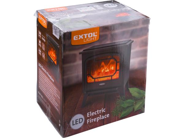 EXTOL LIGHT 43420 - krb elektrický s plápolajícím ohněm LED a topením, 1800W