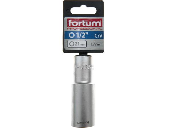 FORTUM 4700521 - hlavice nástrčná prodloužená 1/2", 21mm, L 77mm