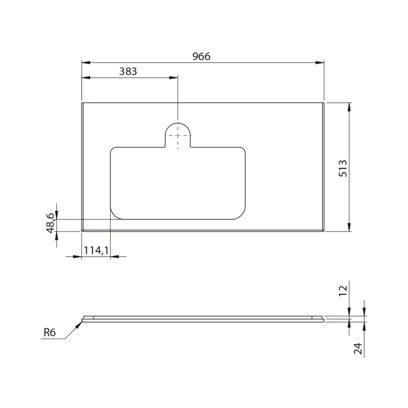 BRAHEA deska rockstone s otvorem 96,6x51,5cm, levá, bílá mat 1