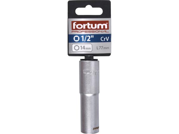 FORTUM 4700514 - hlavice nástrčná prodloužená 1/2", 14mm, L 77mm