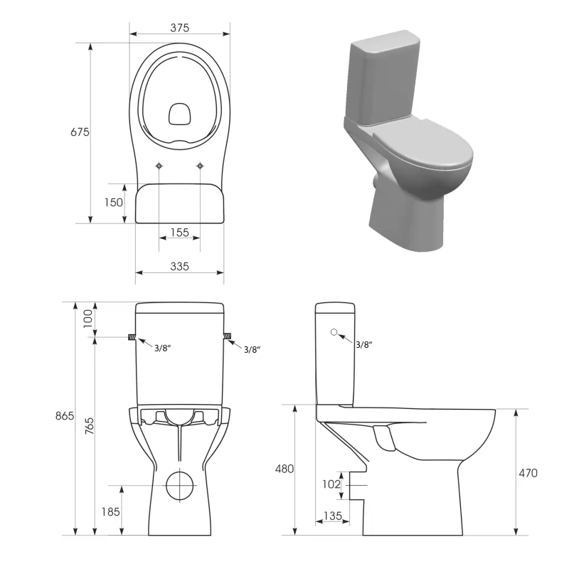 HANDICAP závěsné WC s elektronickým bidetem BLOOMING EKO PLUS NB-1160D-1