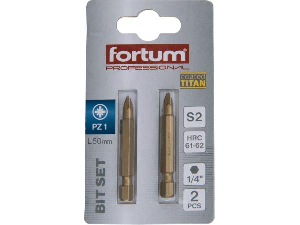 FORTUM 4741381 - hrot křížový pozidriv, sada 2ks, PZ 1x50mm,titan. úprava, S2