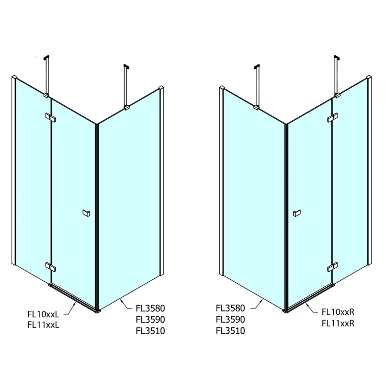 FORTIS čtvercový sprchový kout 1000x1000 mm, L varianta 1