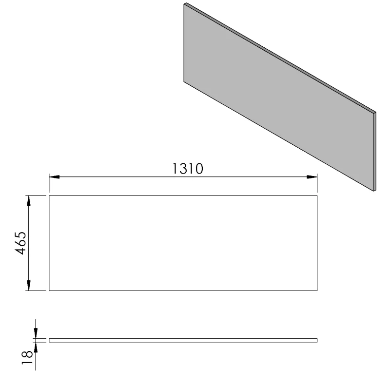 CIRASA deska DTDL 131x1,8x46,5cm, bílá lesk