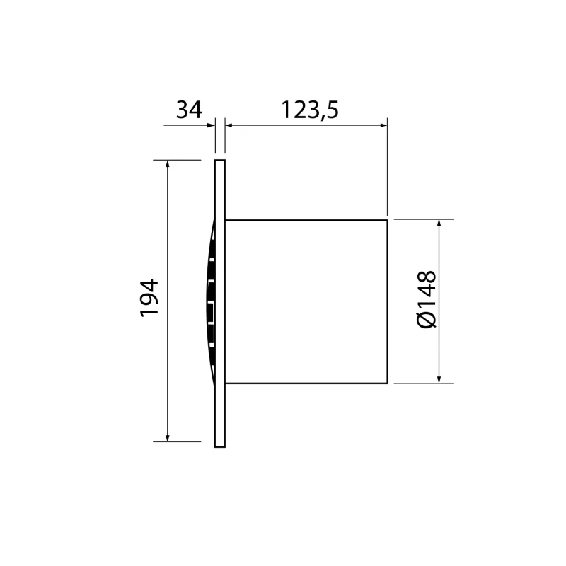 B-15 PLUS T koupelnový ventilátor s časovačem, 25W, potrubí 150mm, bílá (00983100)