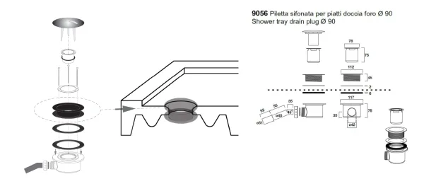 RETRO vaničkový sifon, průměr otvoru 90 mm, krytka chrom (905601)