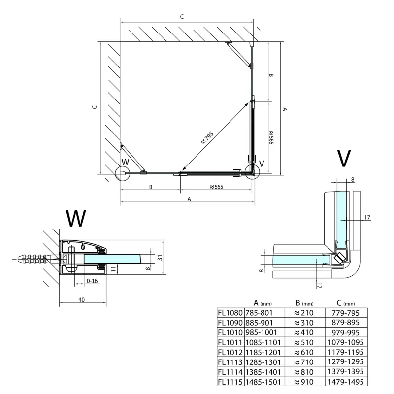 FORTIS LINE sprchové dveře 1100mm, čiré sklo, pravé (FL1011R) 2