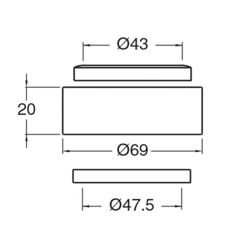 Podložka mezi umyvadlo a desku, výška 20 mm, chrom (WP93051)