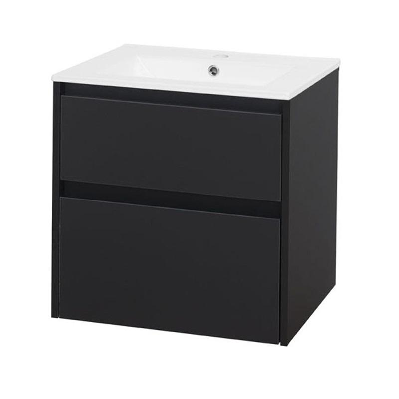 MEREO MP6466 Opto, koupelnová skříňka s keramickým umyvadlem 61 cm, bílá, dub, bílá/dub, černá