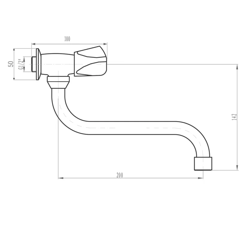 Nástěnný ventil 1/2", otočná hubice, chrom (ZY1812)