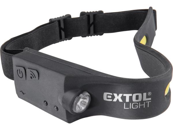 EXTOL LIGHT 43186 - čelovka 350lm, USB nabíjení, s IR čidlem, COB, XPE LED