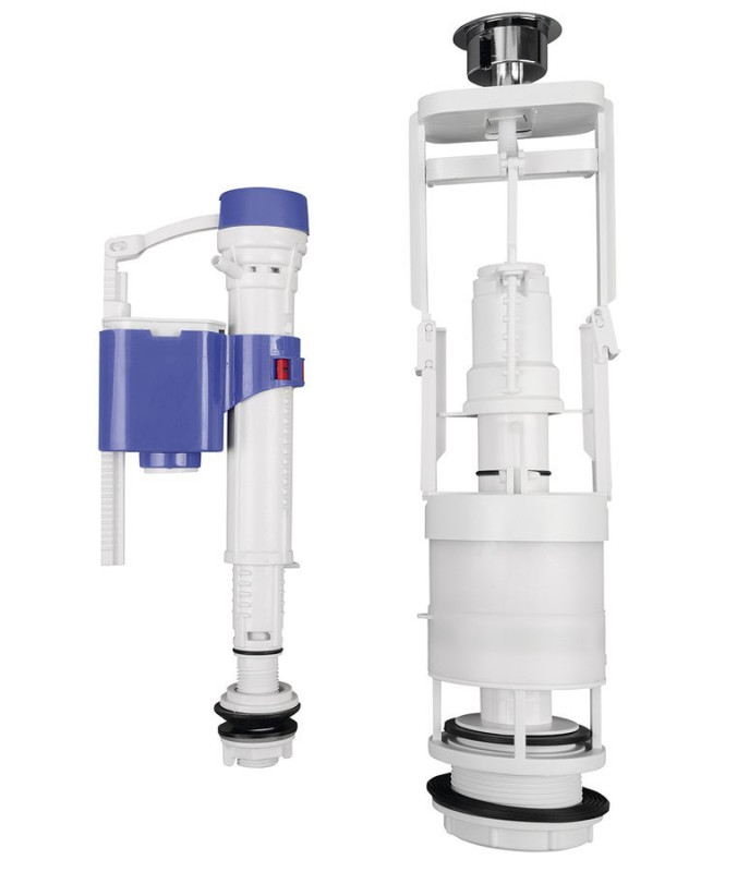 Splachovací souprava s DUAL tlačítkem, spodní napouštění 1/2", chrom