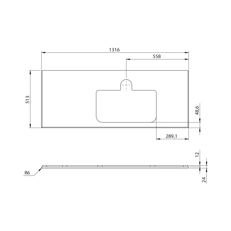 BRAHEA deska rockstone s otvorem 131,6x51,5cm, pravá, bílá mat 1