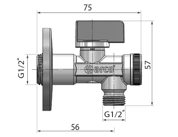 ARCO rohový ventil A-80 1/2"x1/2" s filtrem, anticalc, chrom (02400MAC)