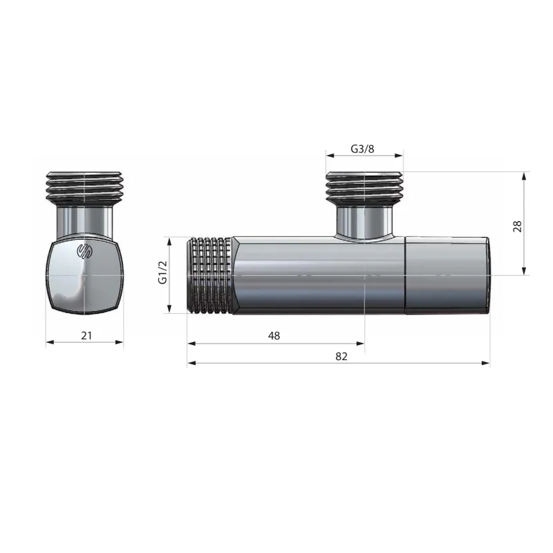 ARCO rohový ventil A-80 1/2"x3/8", anticalc, černá (202511)