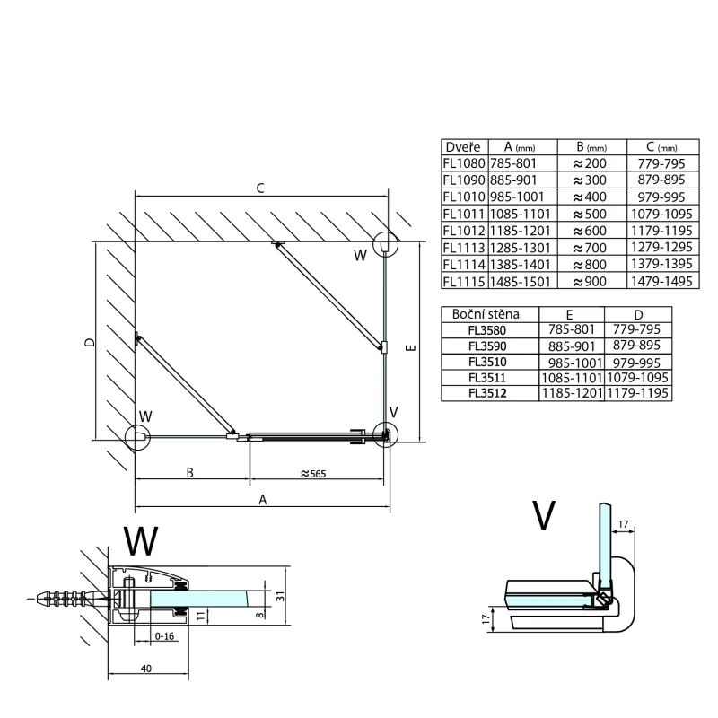 FORTIS LINE sprchové dveře 1100mm, čiré sklo, pravé (FL1011R) 4