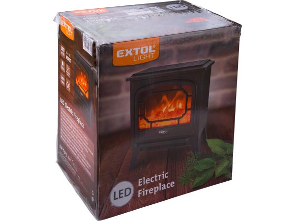 EXTOL LIGHT 43421-R - POŠK. OBAL krb elektrický s plápolajícím ohněm LED a topením, 1800W