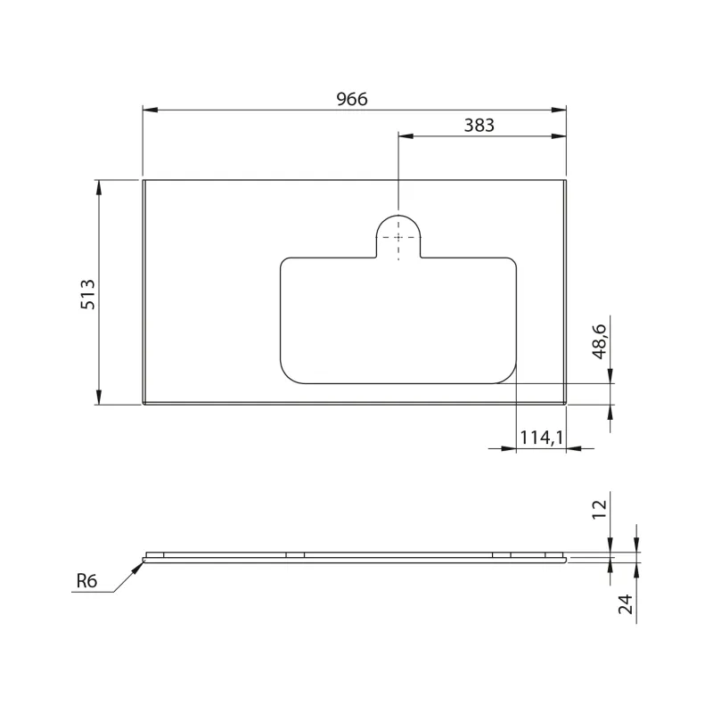 BRAHEA deska rockstone s otvorem 96,6x51,5cm, pravá, bílá mat 1