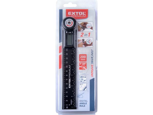 EXTOL PREMIUM 8823510 - úhloměr digitální s pravítkem, 200mm