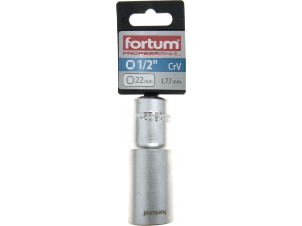 FORTUM 4700522 - hlavice nástrčná prodloužená 1/2", 22mm, L 77mm