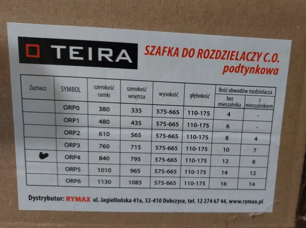 Rozvaděč pod omítku ORP‑4 pro 10 okruhů TEIRA 2