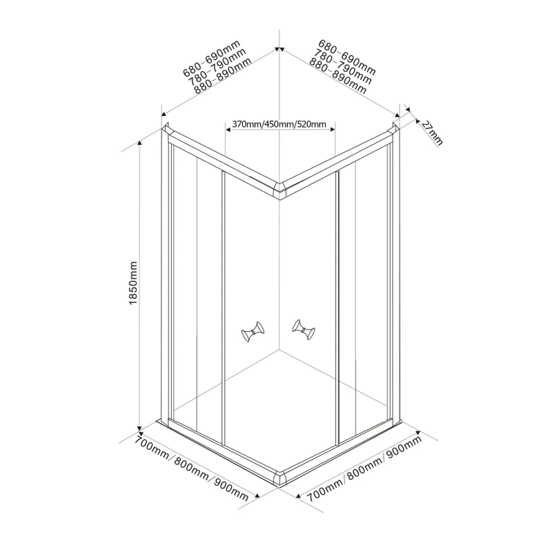 ALAIN čtvercová sprchová zástěna 900x900 mm, sklo BRICK (BTQ900)