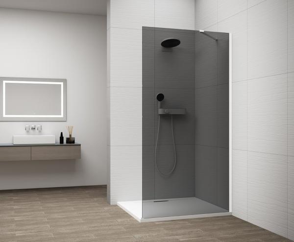 ESCA WHITE MATT jednodílná sprchová zástěna k instalaci ke stěně, kouřové sklo, 1000 mm