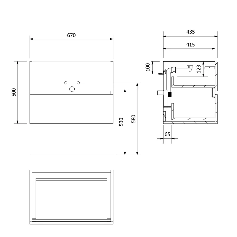 ODETTA umyvadlová skříňka 67x50x43,5cm, bílá lesk (DT070-3030)