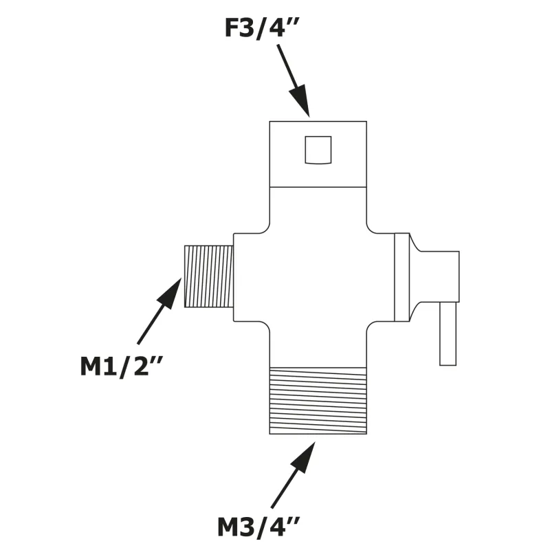 Přepínač pro sprchový sloup F3/4"-M1/2"xM3/4" (612.139.1) (612.139.2)