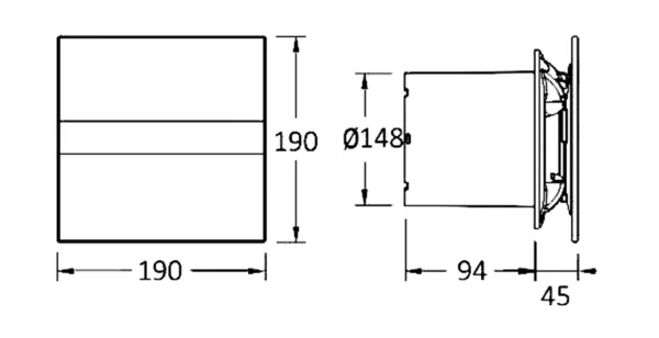 E-150 GTH koupelnový ventilátor axiální s automatem, 10W/19W, potrubí 150mm,bílá 1