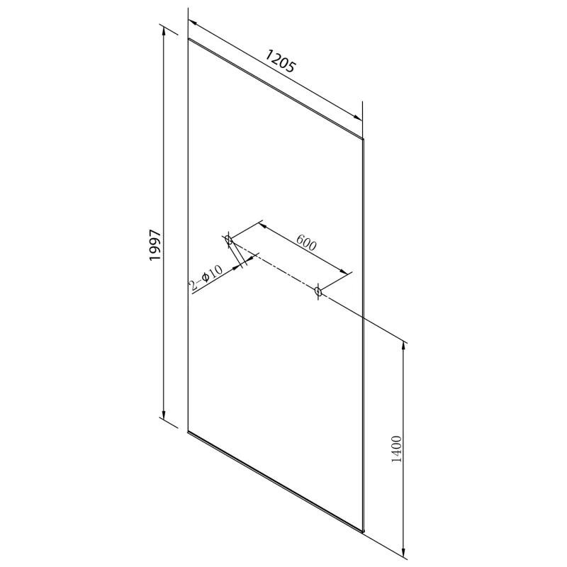 ARCHITEX LINE kalené čiré sklo, 1205x1997x8mm, otvory pro poličku (AL2254-D)