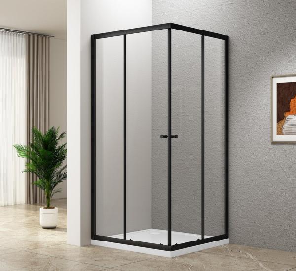 AGGA BLACK čtvercová sprchová zástěna 800x800mm, čiré sklo