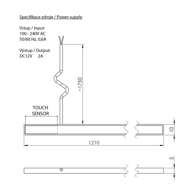 LOREA LED pásek 121cm, 1,2W, teplá bílá 1